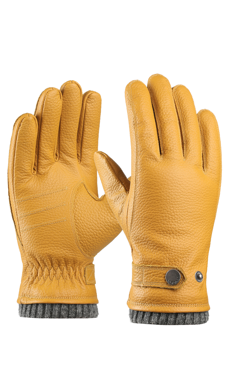 Skiing cowhide gloves couple yellow gloves curved finger design NAN189
