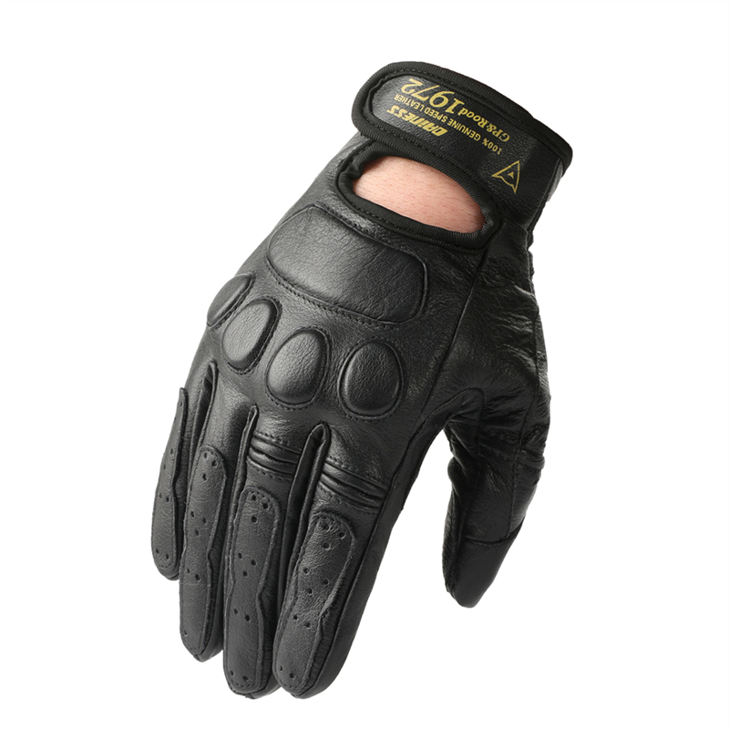 Customized yellow and black cowhide combat motorcycle gloves NAN165