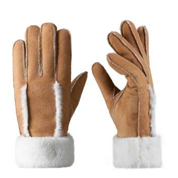 Hand sewn gloves with integrated fur and sheepskin, extra thick and warm YT11