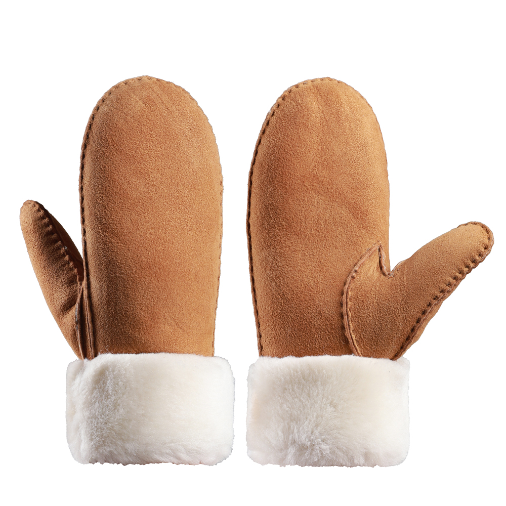 Handbag and finger connected fur gloves made of Australian Merino leather YT16