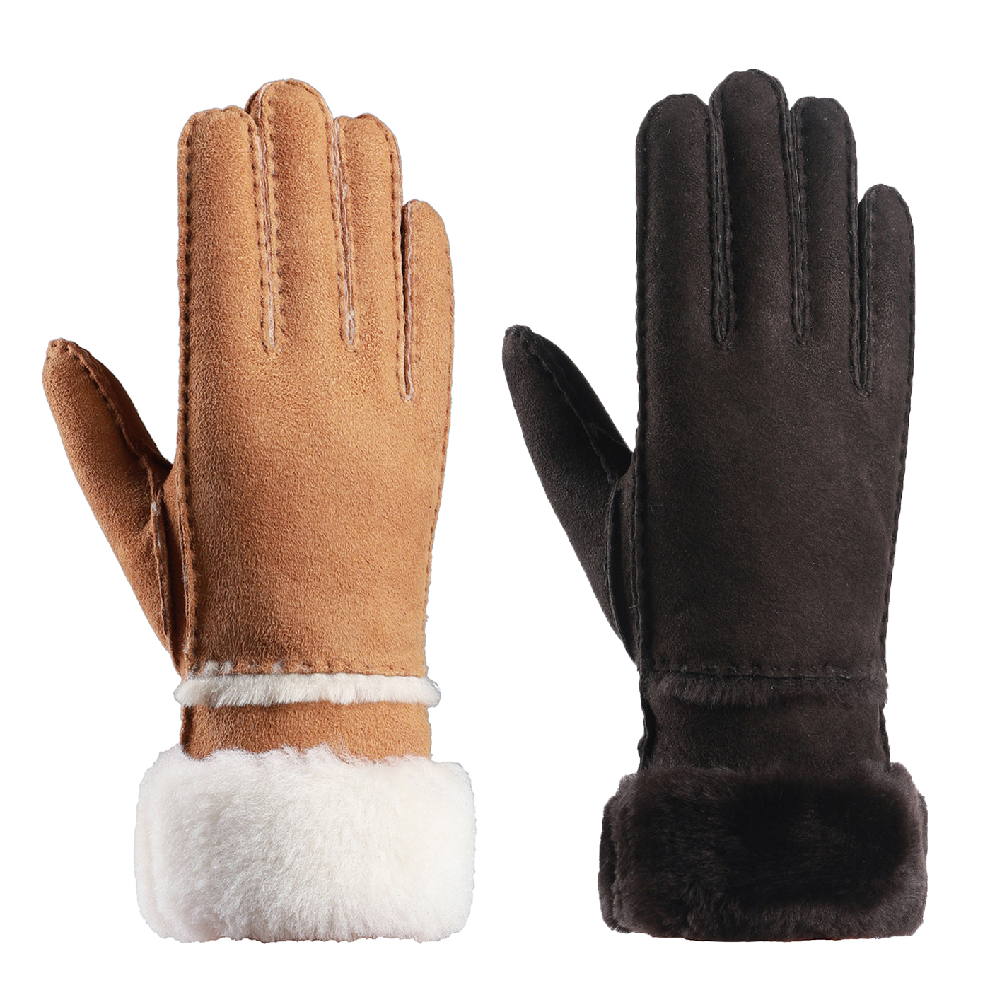 Thick and warm Australian Merino fur one-piece hand sewn sheepskin gloves YT19