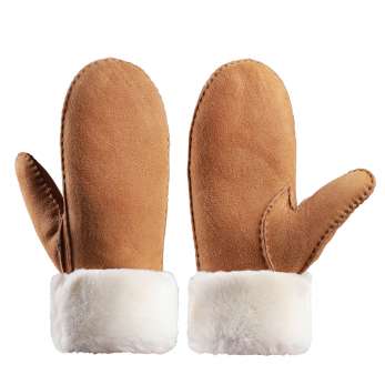 Handbag and finger connected fur gloves made of Australian Merino leather YT16