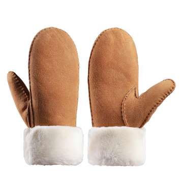 Handbag and finger connected fur gloves made of Australian Merino leather YT16