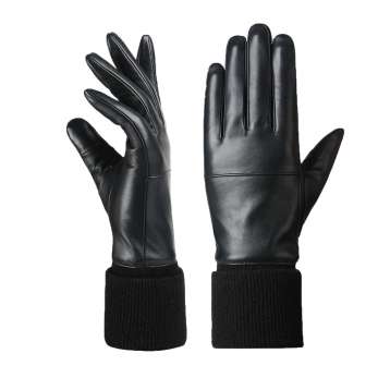 Sheepskin gloves with wrist opening made of pure cotton and screw design NS278