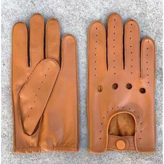 Chrome free tanned goat leather perforated gloves for driving locomotives NS309