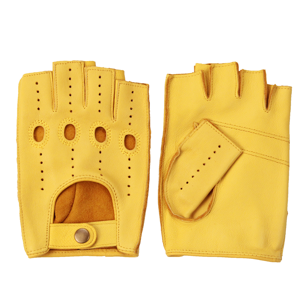 Breathable gloves with exposed fingers, goat skin multi color BANP29