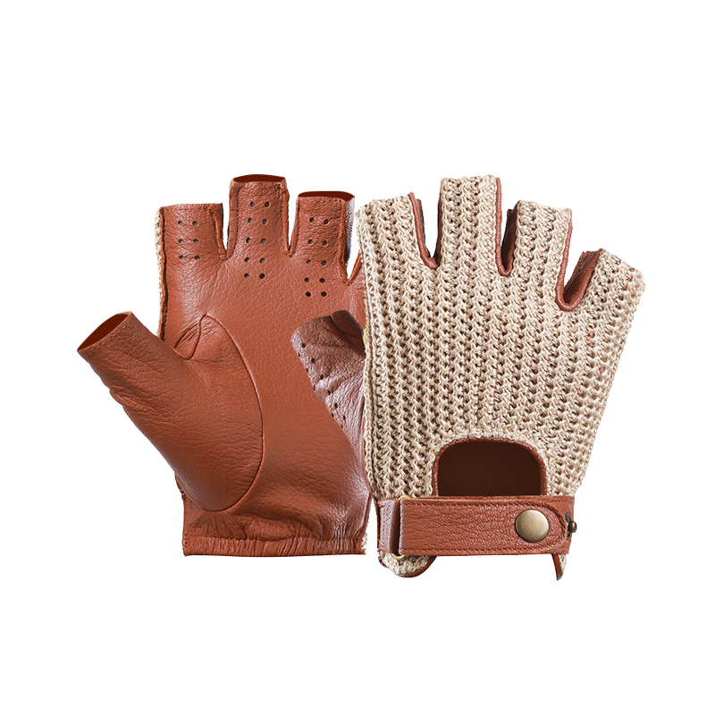 Bare feel deer skin gloves anti slip riding half finger BANP32