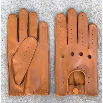 Chrome free tanned goat leather perforated gloves for driving locomotives NS309