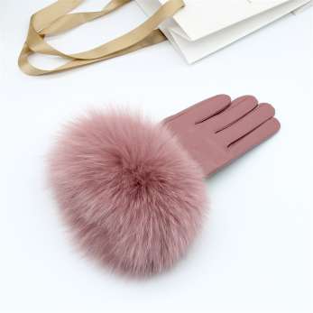 Birthday Gift Sheepskin Gloves Women's Purple Touchscreen Gloves MK04