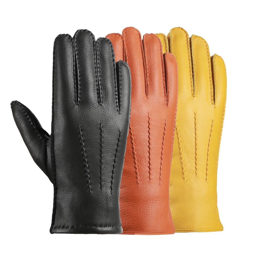 100% cashmere lined multi color deer skin gloves hand sewn NAN194
