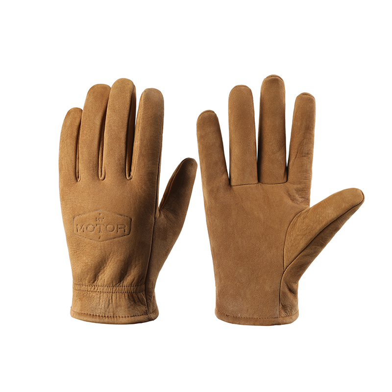 Motorcycle retro style frosted cowhide gloves with custom logo NAN198