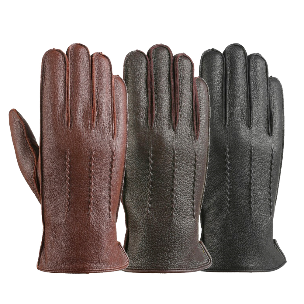 100% cashmere lined soft deerskin gloves for men NAN210