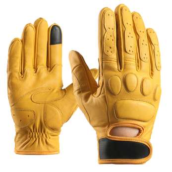 Motorcycle cowhide gloves in yellow can be customized in multiple colors NAN165